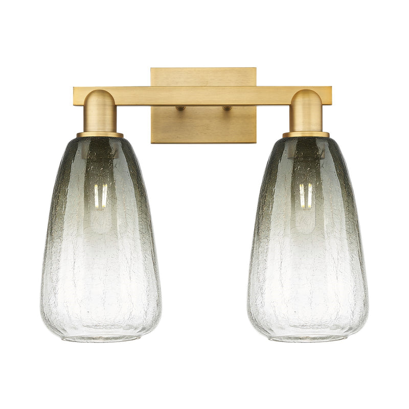 Innovations Brookhaven Almond 17in 2-Light Bath Vanity Light | Industrial Brushed Brass and Slate Glass | Bathroom Vanity | 17 | Model 716-2W-BB-G480-6SL