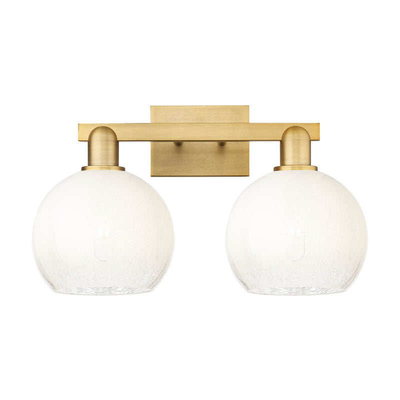 Innovations Brookhaven Globe 19in 2-Light Bath Vanity Light | Industrial Brushed Brass and Opal Glass | Bathroom Vanity | 19 x | Model 716-2W-BB-G483-8OP