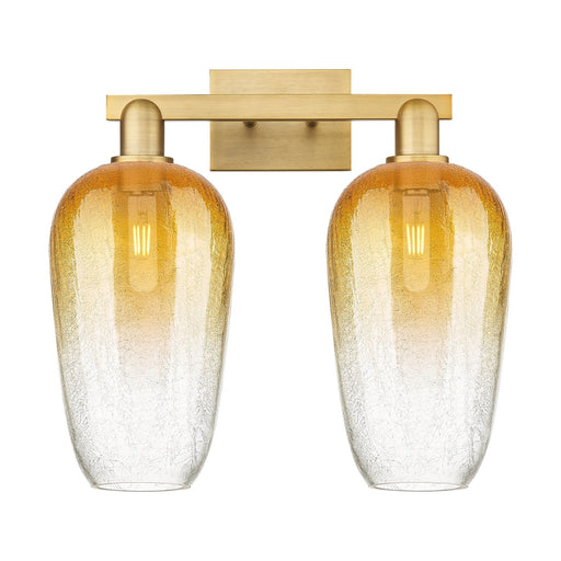 Innovations Brookhaven Flute 18in 2-Light Bath Vanity | Industrial Brushed Brass and Amber Glass | Bathroom & Powder Room | 18 | Model 716-2W-BB-G484-7AM