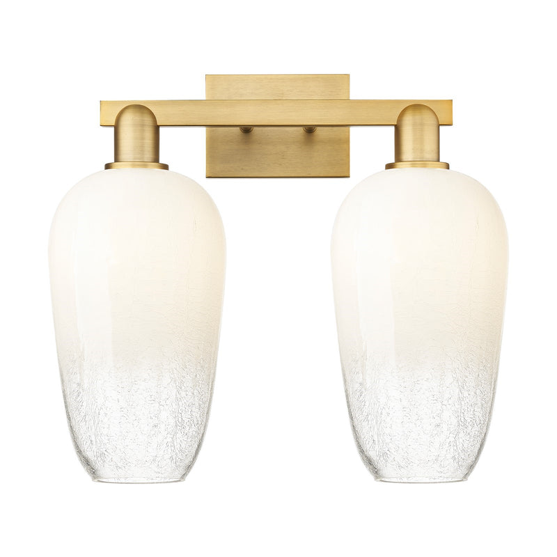 Innovations Brookhaven Flute 18in 2-Light Bath Vanity | Industrial Brushed Brass Steel and Opal Glass | Bathroom & Powder Room | Model 716-2W-BB-G484-7OP