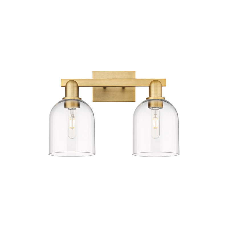 Innovations Bella 17in 2-Light Bath Vanity Light | Industrial Brushed Brass Steel and Clear Glass | Bathroom Vanity & Powder | Model 716-2W-BB-G558-6CL