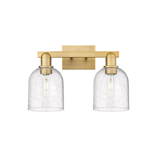 Innovations Bella 17in 2-Light Bath Vanity Light | Industrial Brushed Brass and Seedy Glass | Bathroom Vanity | 16.5 x 11.25 x | Model 716-2W-BB-G558-6SDY
