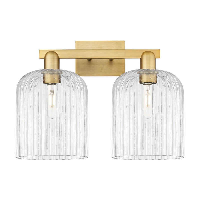 Innovations Bridal Veil 19in 2-Light Bath Vanity | Brushed Brass Steel and Clear Ribbed Glass | Bathroom Vanity & Powder Room | Model 716-2W-BB-G559-8CL