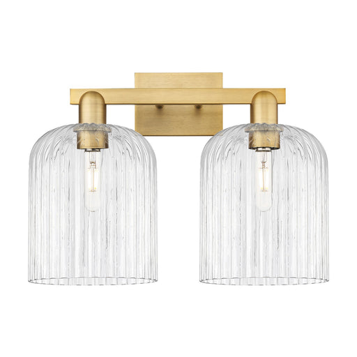 Innovations Bridal Veil 19in 2-Light Bath Vanity | Brushed Brass Steel and Clear Ribbed Glass | Bathroom Vanity & Powder Room | Model 716-2W-BB-G559-8CL