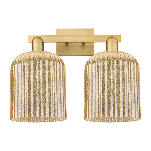 Innovations Bridal Veil 19in 2-Light Bath Vanity | Industrial Brushed Brass and Mercury Ribbed Glass | Bathroom Vanity | 19 x | Model 716-2W-BB-G559-8ME