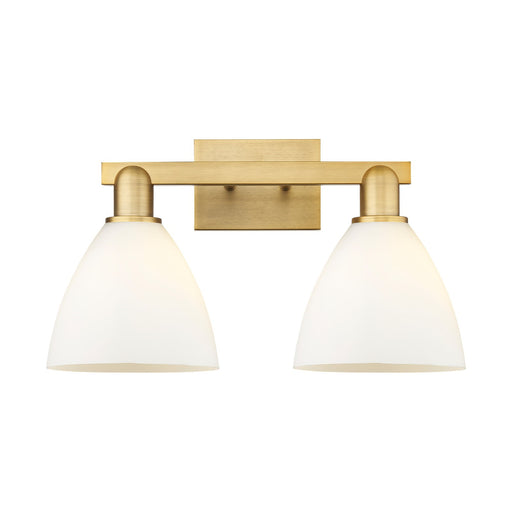 Innovations Bristol 19in 2-Light Bath Vanity Light | Industrial Brushed Brass and Matte White Glass | Bathroom Vanity | 18.5 x | Model 716-2W-BB-GBD-751