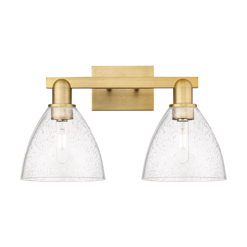 Innovations Bristol 19in 2-Light Bath Vanity Light | Industrial Brushed Brass Steel and Seedy Glass | Bathroom & Powder Room | Model 716-2W-BB-GBD-754