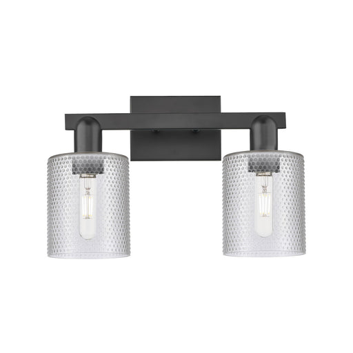 Innovations Cobbleskill 16in 2-Light Bath Vanity Light | Industrial Matte Black Steel and Clear Glass | Bathroom Vanity | 16 x | Model 716-2W-BK-G112