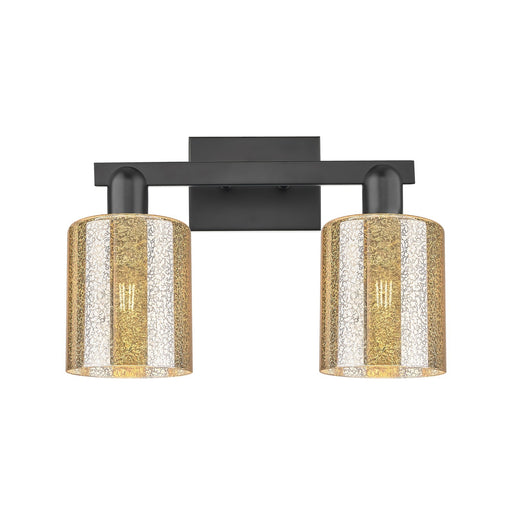 Innovations Cobbleskill 16in 2-Light Bath Vanity Light | Industrial Matte Black Steel and Mercury Glass | Bathroom Vanity | 16 x | Model 716-2W-BK-G116