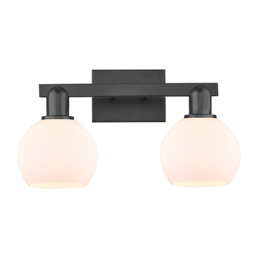 Innovations Athens 17in 2-Light Bath Vanity Light | Industrial Modern Matte Black Steel and Matte White Glass | Bathroom Vanity | Model 716-2W-BK-G121-6