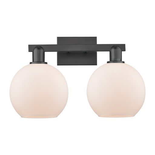 Innovations Athens 19in 2-Light Bath Vanity Light | Industrial Modern Matte Black Steel and Matte White Glass | Bathroom Vanity | Model 716-2W-BK-G121-8