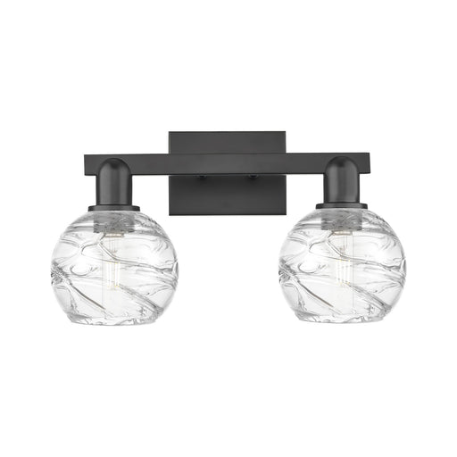 Innovations Athens Deco Swirl 16.88in 2-Light Bath Vanity | Industrial Matte Black Steel and Clear Glass | Bathroom & Powder | Model 716-2W-BK-G1213-6CL