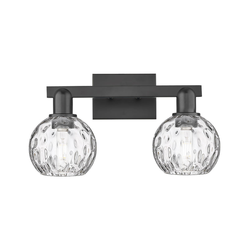 Innovations Athens Water Glass 17in 2-Light Bath Vanity Light | Industrial Matte Black Steel and Clear Water Glass | Bathroom | Model 716-2W-BK-G1215-6