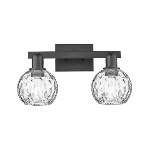 Innovations Athens Water Glass 17in 2-Light Bath Vanity Light | Industrial Matte Black Steel and Clear Water Glass | Bathroom | Model 716-2W-BK-G1215-6