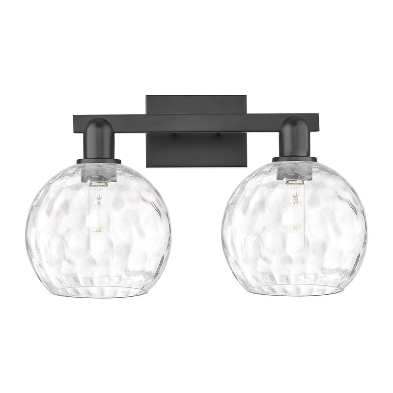 Innovations Athens 19in 2-Light Bath Vanity | Industrial Matte Black Steel and Clear Water Glass | Bathroom Vanity | 19 x 8.5 x | Model 716-2W-BK-G1215-8
