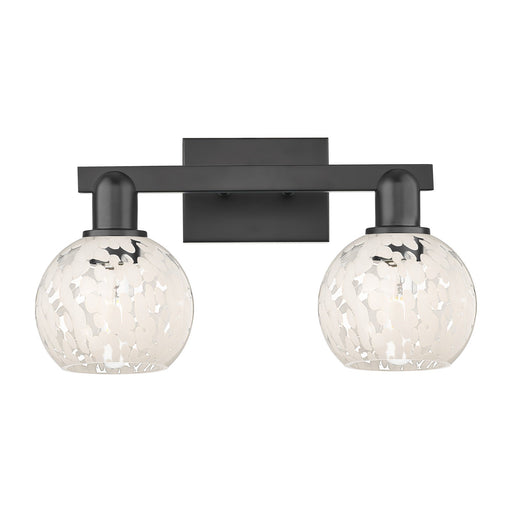 Innovations Lighting Arcadia 17in 2-Light Bath Vanity | Industrial Matte Black Steel and White Mouchette Glass | Bathroom | Model 716-2W-BK-G1216-6WM