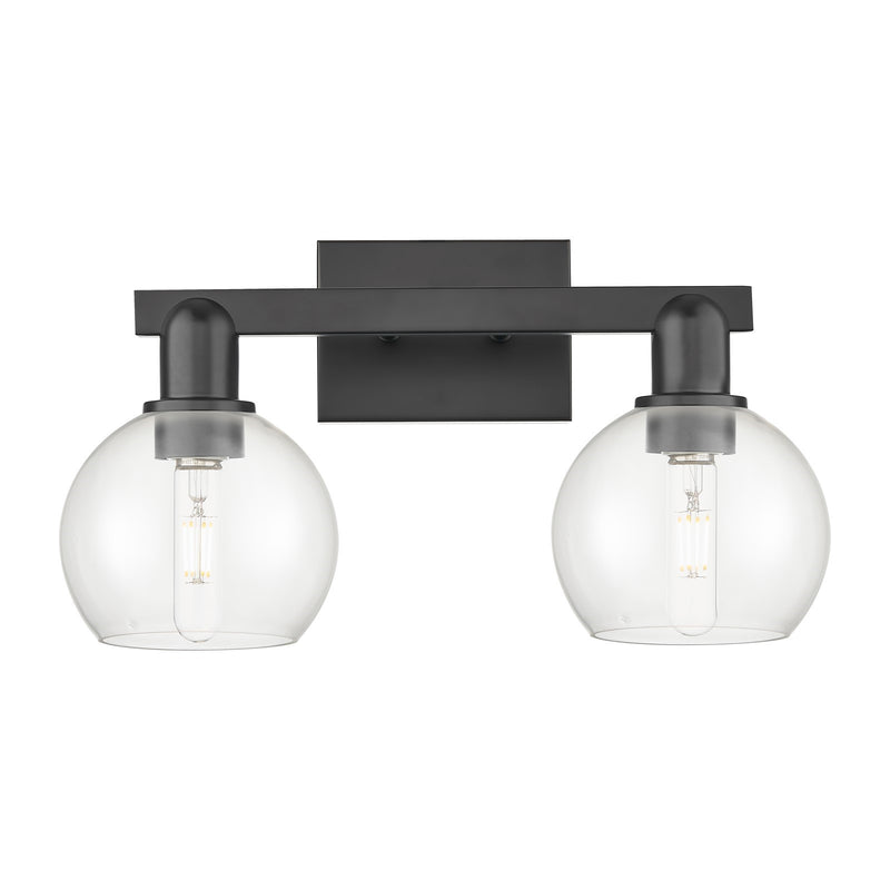 Innovations Athens 17in 2-Light Bath Vanity Light | Industrial Matte Black Steel and Clear Glass | Bathroom Vanity | 16.88 x 9.62 | Model 716-2W-BK-G122-6