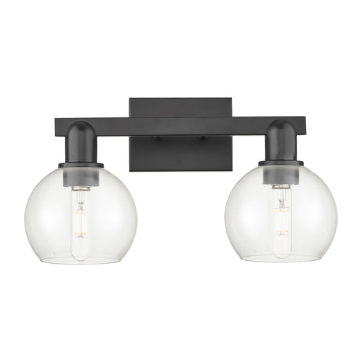 Innovations Athens 17in 2-Light Bath Vanity Light | Industrial Matte Black Steel and Clear Glass | Bathroom Vanity | 16.88 x 9.62 | Model 716-2W-BK-G122-6