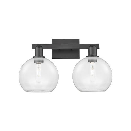 Innovations Athens 19in 2-Light Bath Vanity Light | Industrial Matte Black Steel and Clear Glass | Bathroom Vanity & Powder Room | Model 716-2W-BK-G122-8