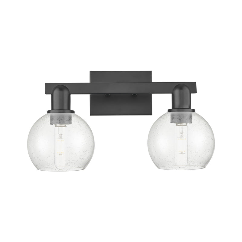 Innovations Athens 17in 2-Light Bath Vanity Light | Industrial Matte Black Steel and Seedy Glass | Bathroom Vanity & Powder Room | Model 716-2W-BK-G124-6