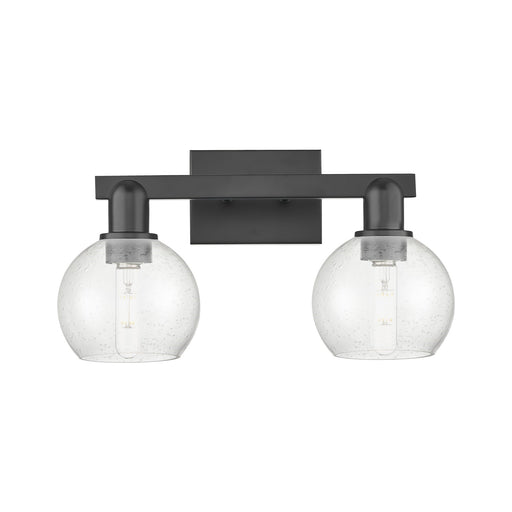 Innovations Athens 17in 2-Light Bath Vanity Light | Industrial Matte Black Steel and Seedy Glass | Bathroom Vanity & Powder Room | Model 716-2W-BK-G124-6