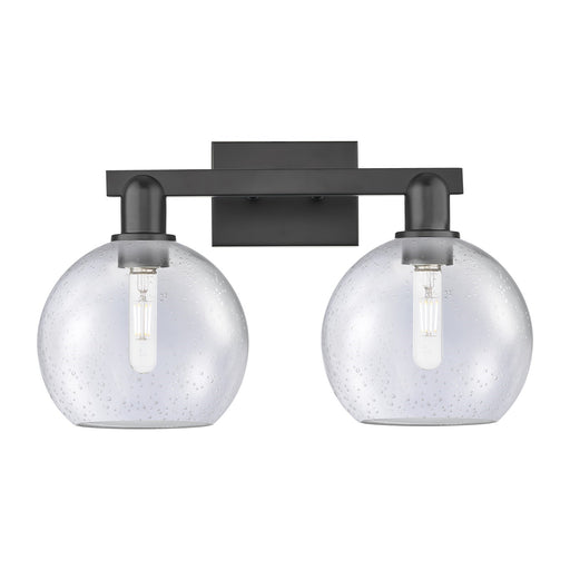 Innovations Athens 19in 2-Light Bath Vanity Light | Industrial Matte Black Steel and Seedy Glass | Bathroom Vanity | 19 x 11.75 x | Model 716-2W-BK-G124-8