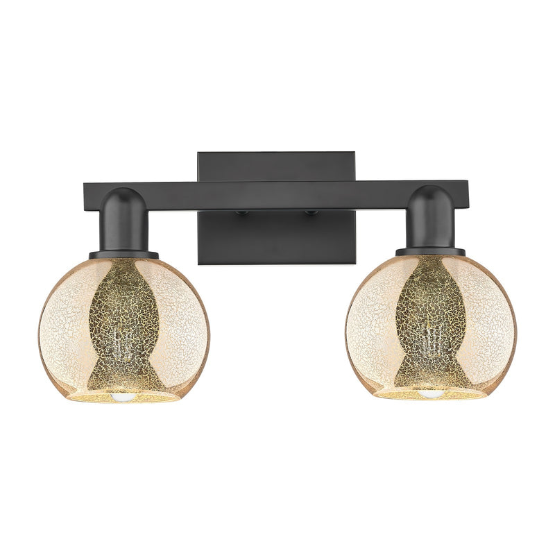Innovations Athens 17in 2-Light Bath Vanity Light | Industrial Matte Black Steel and Mercury Glass | Bathroom Vanity | 16.88 x | Model 716-2W-BK-G128-6
