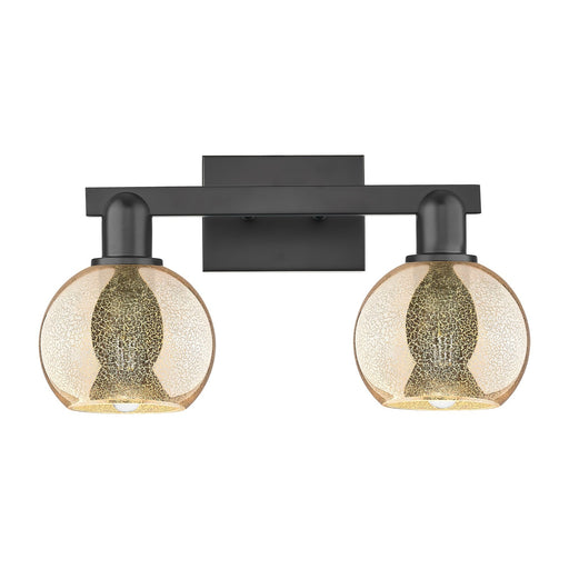 Innovations Athens 17in 2-Light Bath Vanity Light | Industrial Matte Black Steel and Mercury Glass | Bathroom Vanity | 16.88 x | Model 716-2W-BK-G128-6