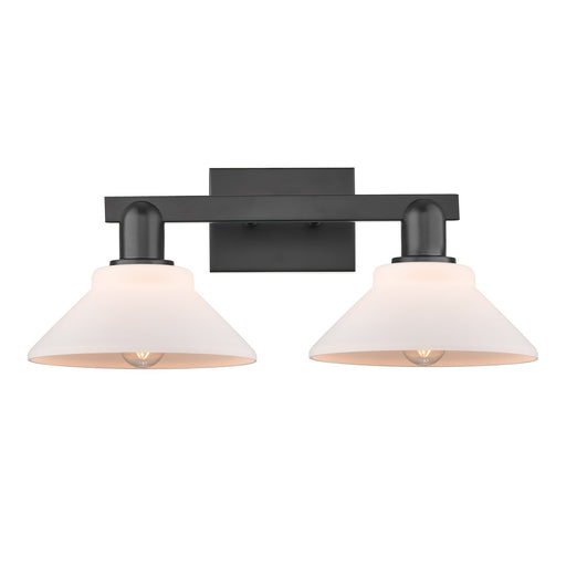 Innovations Orwell 19in 2-Light Bath Vanity Light | Industrial Matte Black Steel and Matte White Glass | Bathroom & Entryway | Model 716-2W-BK-G131