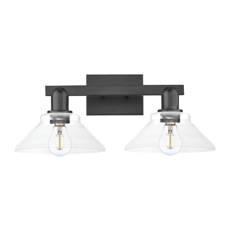 Innovations Orwell 19in 2-Light Bath Vanity Light | Industrial Matte Black Steel and Clear Glass | Bathroom Vanity & Powder Room | Model 716-2W-BK-G132