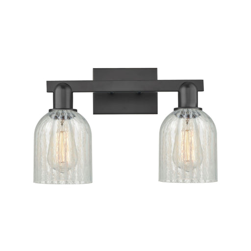 Innovations Caledonia 16in 2-Light Bath Vanity | Industrial Matte Black Steel and Mouchette Glass | Bathroom Vanity | 16 x 7 x | Model 716-2W-BK-G2511