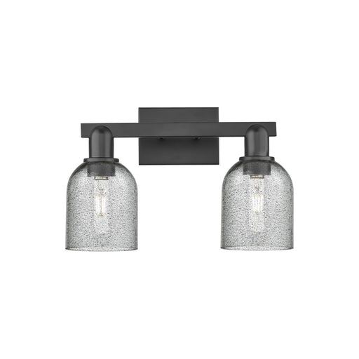 Innovations Caledonia 16in 2-Light Bath Vanity Light | Industrial Matte Black Steel and Charcoal Glass | Bathroom Vanity | 16 x | Model 716-2W-BK-G257