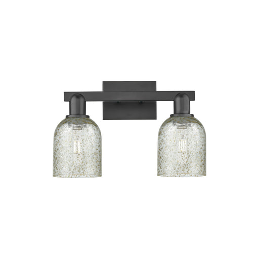 Innovations Caledonia 16in 2-Light Bath Vanity Light | Industrial Matte Black Steel and Mica Glass | Bathroom Vanity | 16 x 10.75 x | Model 716-2W-BK-G259