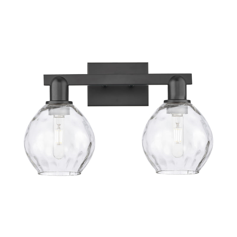 Innovations Waverly 17in 2-Light Bath Vanity Light | Industrial Matte Black Steel and Clear Glass | Bathroom Vanity | 17 x 10.25 x | Model 716-2W-BK-G362