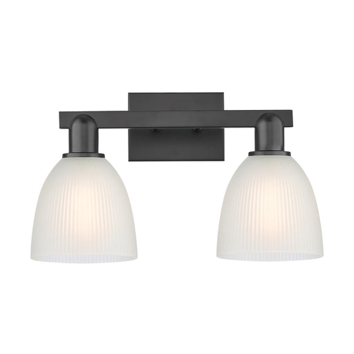 Innovations Castile 17in 2-Light Bath Vanity Light | Industrial Matte Black Steel and White Glass | Bathroom Vanity | 17 x 10.75 x | Model 716-2W-BK-G381