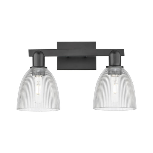Innovations Castile 17in 2-Light Bath Vanity Light | Industrial Matte Black Steel and Clear Glass | Bathroom Vanity | 17 x 10.75 x | Model 716-2W-BK-G382