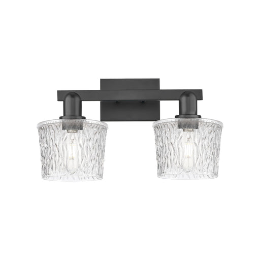 Innovations Niagara 18in 2-Light Bath Vanity Light | Industrial Matte Black Steel and Clear Glass | Bathroom Vanity | 17.5 x 10.25 | Model 716-2W-BK-G402