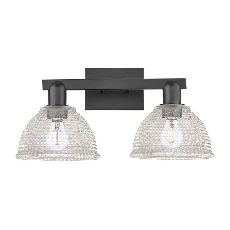 Innovations Arietta 19in 2-Light Bath Vanity Light | Industrial Modern Matte Black and Clear Glass | Bathroom Vanity | 19 x 9.75 x | Model 716-2W-BK-G422
