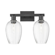 Innovations Preston 2Lt 16" Flute Bath Light, Black/Clear - 716-2W-BK-G457-6CL