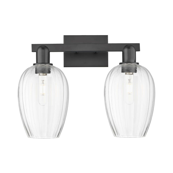 Innovations Preston 2Lt 16" Flute Bath Light, Black/Clear - 716-2W-BK-G457-6CL
