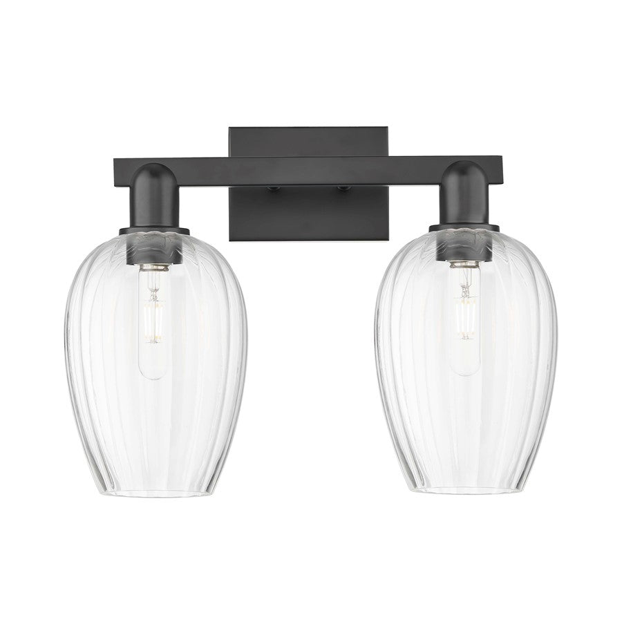 Innovations Preston 2Lt 16" Flute Bath Light, Black/Clear - 716-2W-BK-G457-6CL