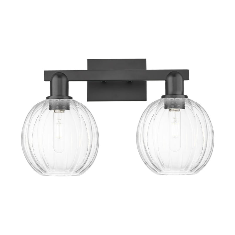 Innovations Preston 2Lt 16" Globe Bath Light, Black/Clear - 716-2W-BK-G458-7CL