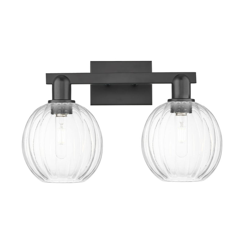 Innovations Preston 2Lt 16" Globe Bath Light, Black/Clear