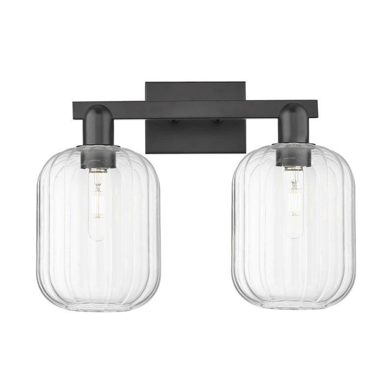 Innovations Preston 2Lt 16" Jar Bath Light, Black/Clear - 716-2W-BK-G460-7CL