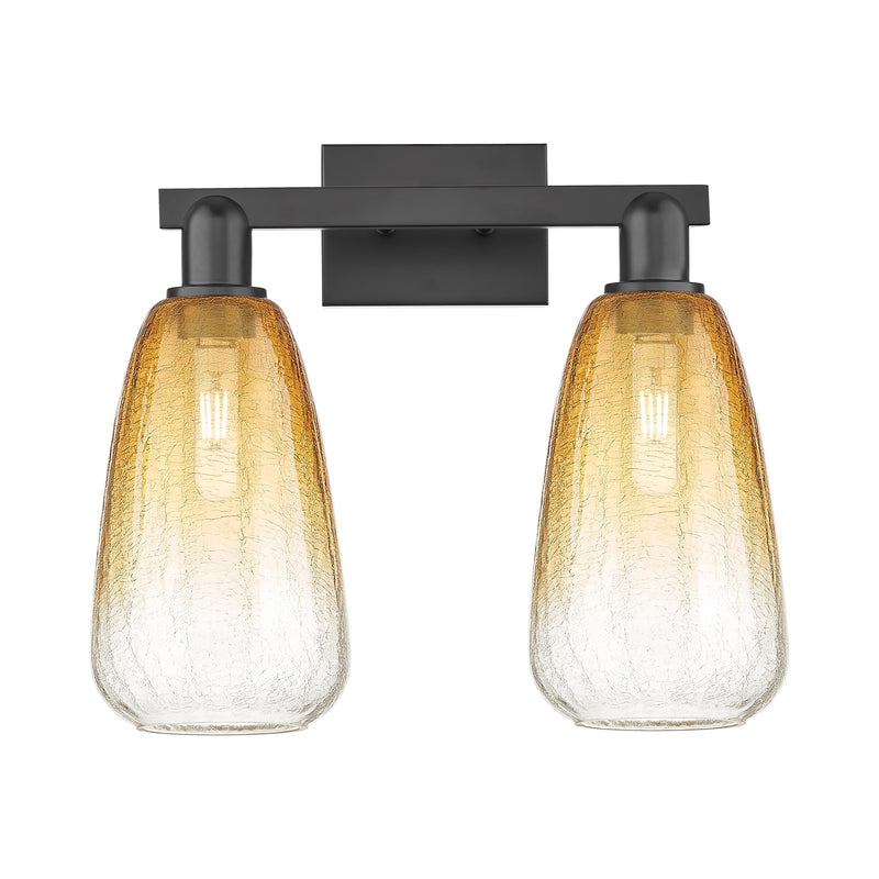 Innovations Brookhaven Almond 17in 2-Light Bath Vanity | Industrial Matte Black Steel and Amber Glass | Bathroom & Hallway | 17 | Model 716-2W-BK-G480-6AM