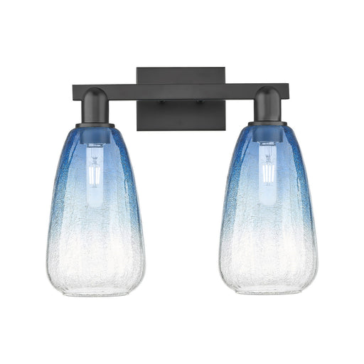 Innovations Brookhaven Almond 17in 2-Light Bath Vanity | Industrial Matte Black Steel and Sapphire Blue Glass | Bathroom Vanity | Model 716-2W-BK-G480-6SB