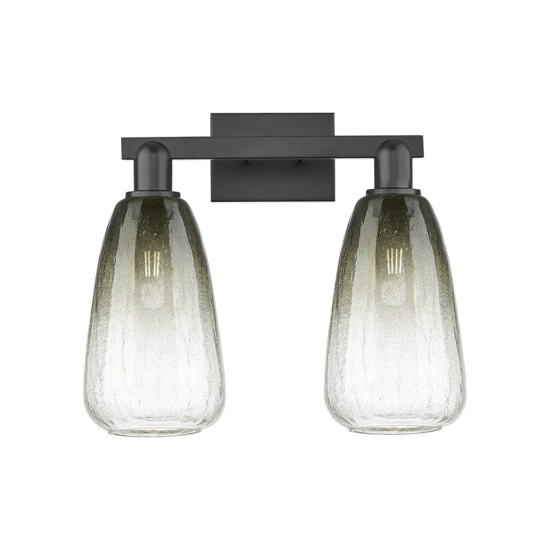 Innovations Brookhaven Almond 17in 2-Light Bath Vanity | Industrial Matte Black Steel and Slate Glass | Bathroom Vanity & | Model 716-2W-BK-G480-6SL