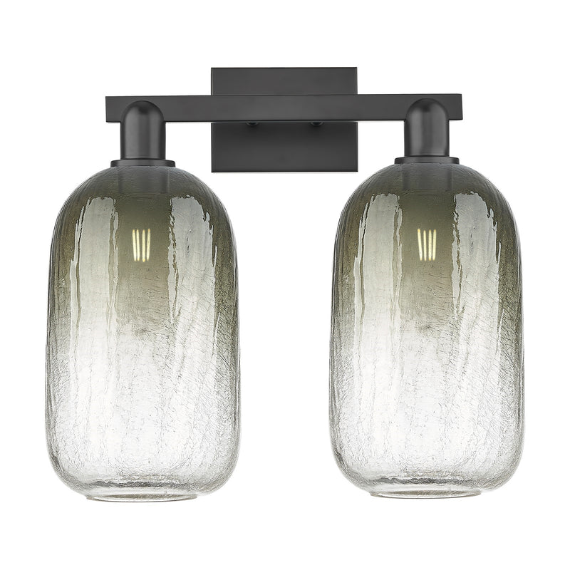 Innovations Brookhaven Cloche 18in 2-Light Bath Vanity Light | Industrial Matte Black Steel and Slate Glass | Bathroom Vanity | Model 716-2W-BK-G482-7SL