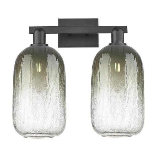 Innovations Brookhaven Cloche 18in 2-Light Bath Vanity Light | Industrial Matte Black Steel and Slate Glass | Bathroom Vanity | Model 716-2W-BK-G482-7SL