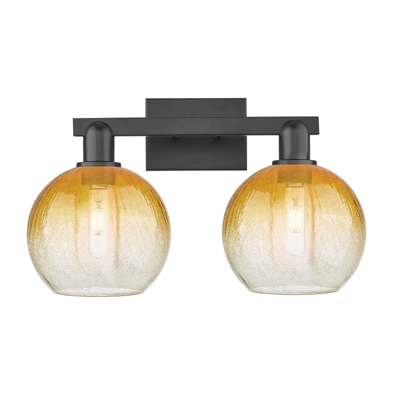 Innovations Brookhaven Globe 19in 2-Light Bath Vanity | Industrial Matte Black Steel and Amber Glass | Bathroom Vanity | 19 x | Model 716-2W-BK-G483-8AM